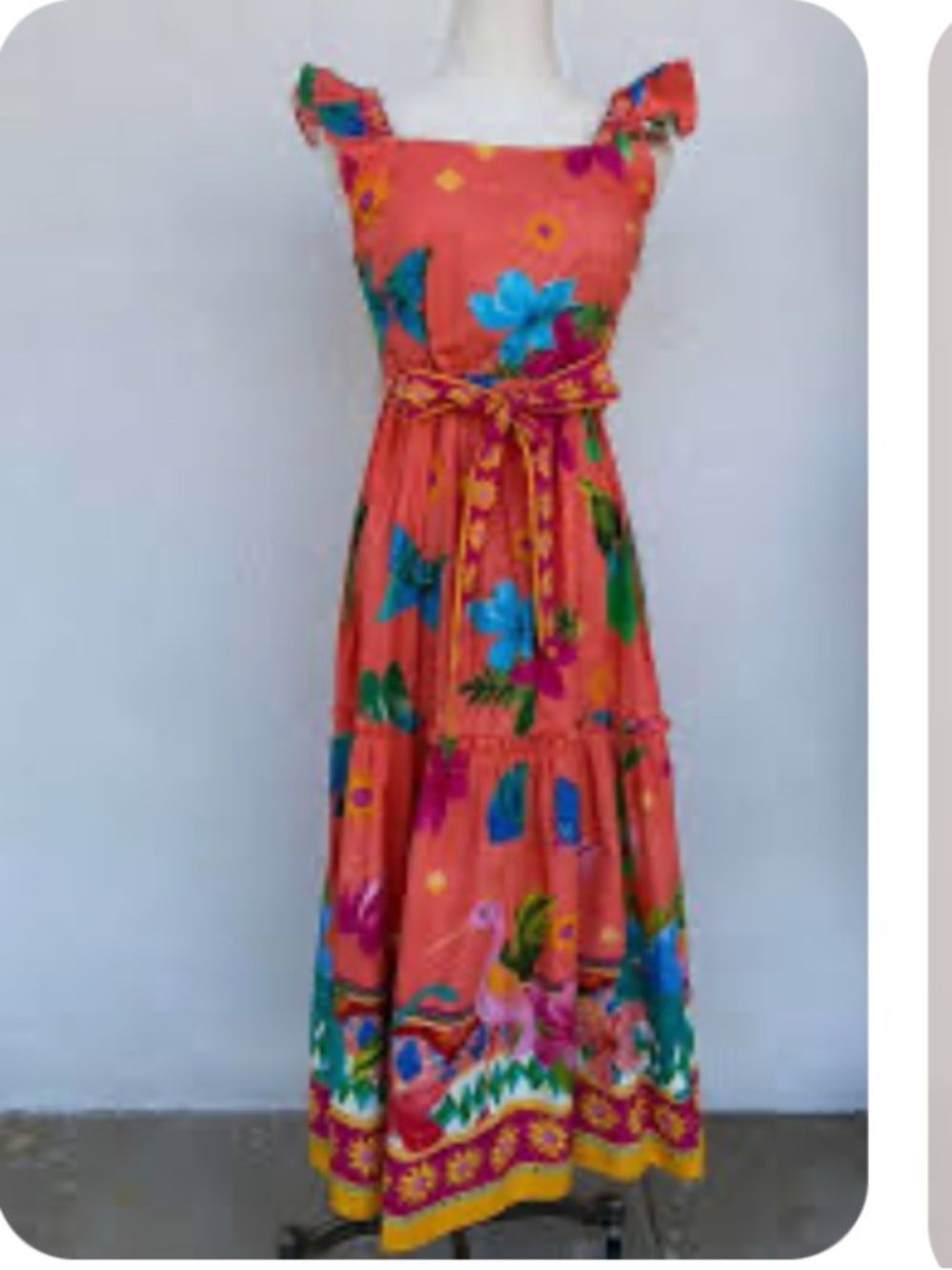 Bright Orange Floral Tiered Maxi Dress